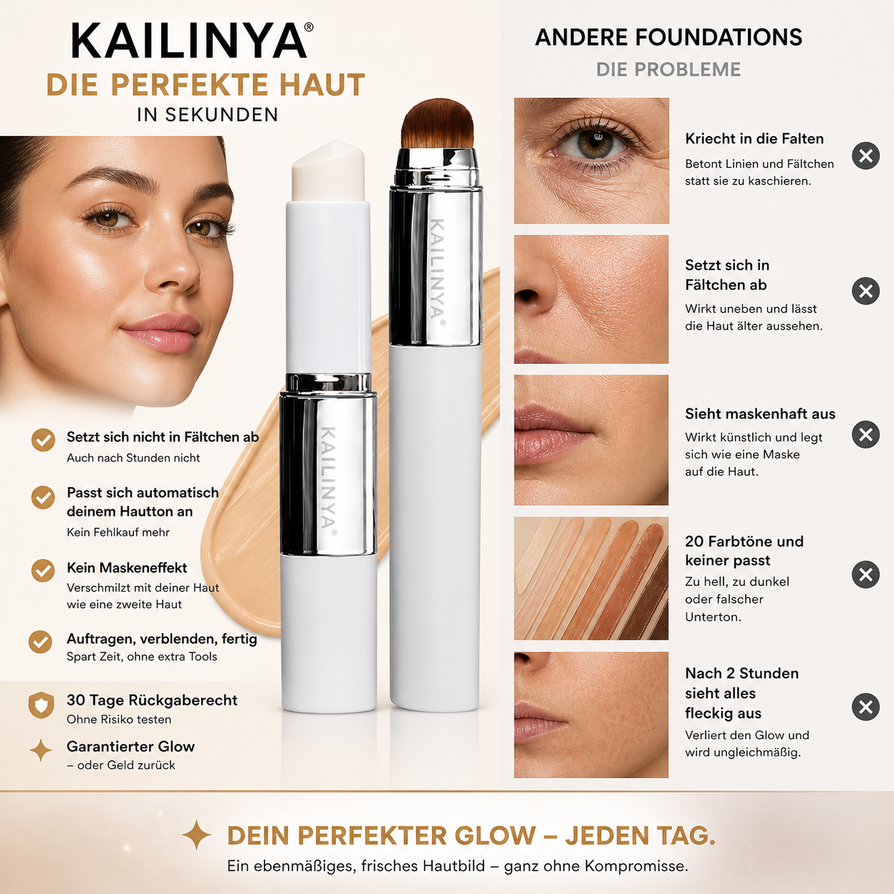 Kailinya™ Die Foundation, die sich deinem Hautton anpasst.