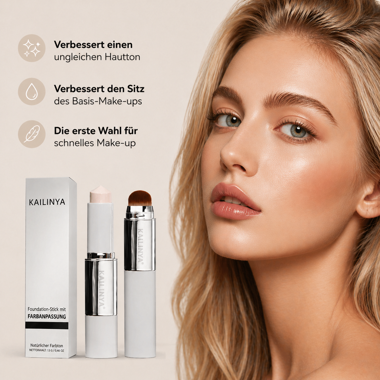 Kailinya™ Die Foundation, die sich deinem Hautton anpasst.