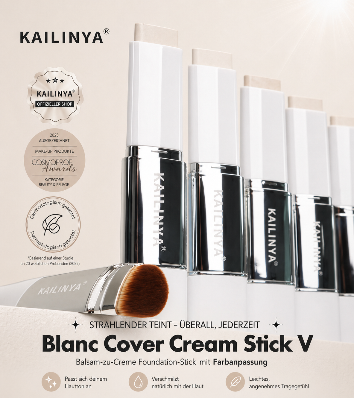 Kailinya™ Die Foundation, die sich deinem Hautton anpasst.